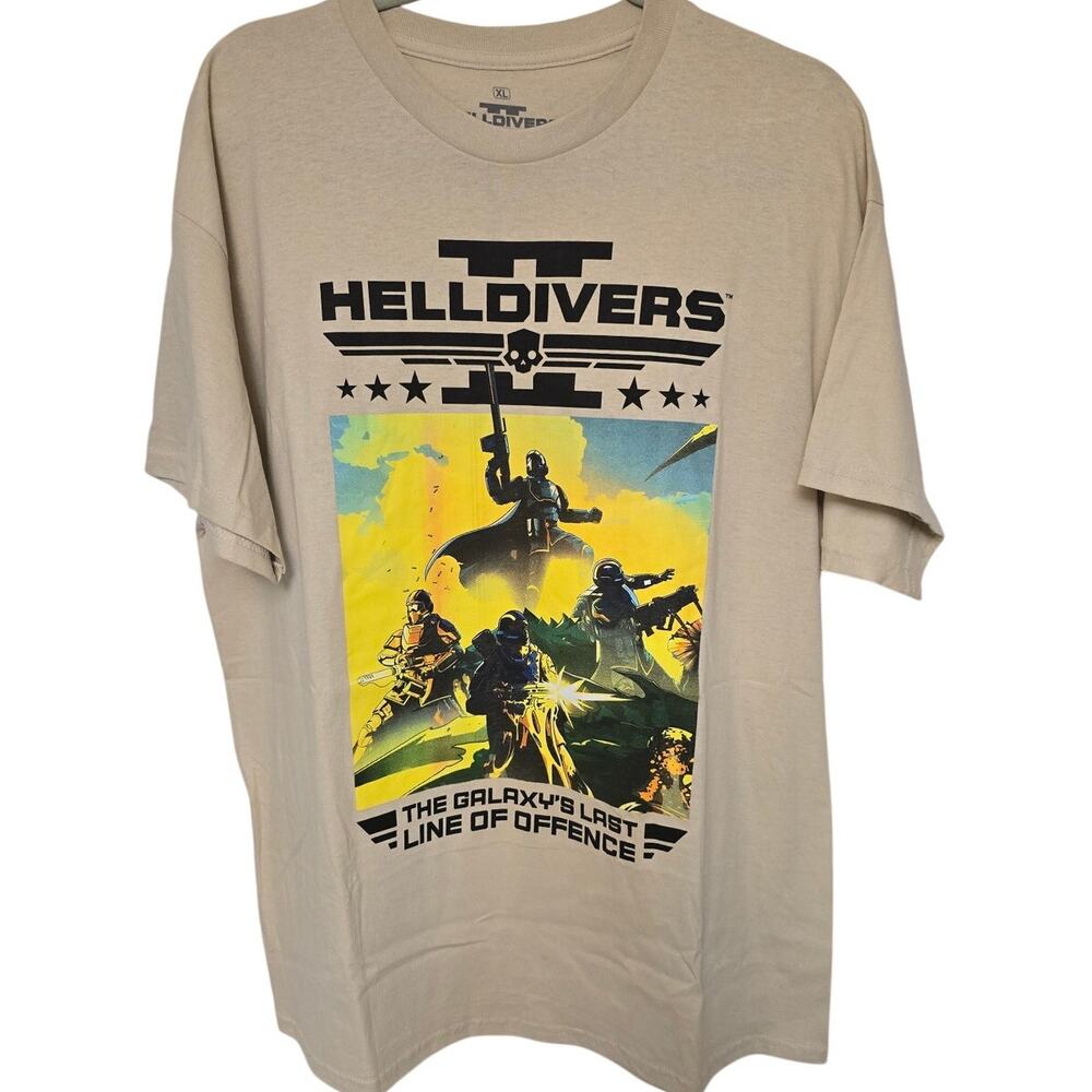 Helldivers 2 Mens XL Last Line of Offense GameStop Ripple T-Shirt NWOT NEW